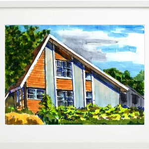 Aangepaste huisportrettekening van foto Handgeschilderd eerste huiscadeau Gepersonaliseerde housewarmingcadeau Ons nieuwe huis Cottagecore Decor