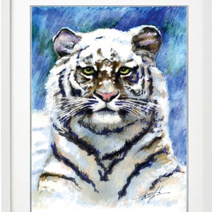 Décoration d'appartement tigre blanc beau-père tigre Portrait peinture chat sauvage animal jungle thème animal rayé cadeau de pendaison de crémaillère