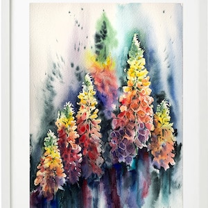 Fiori di digitale Pittura ad acquerello Originale regalo per la mamma Fiori dipinti a mano Regalo di inaugurazione della casa Regalo a lunga distanza Decorazione per appartamento