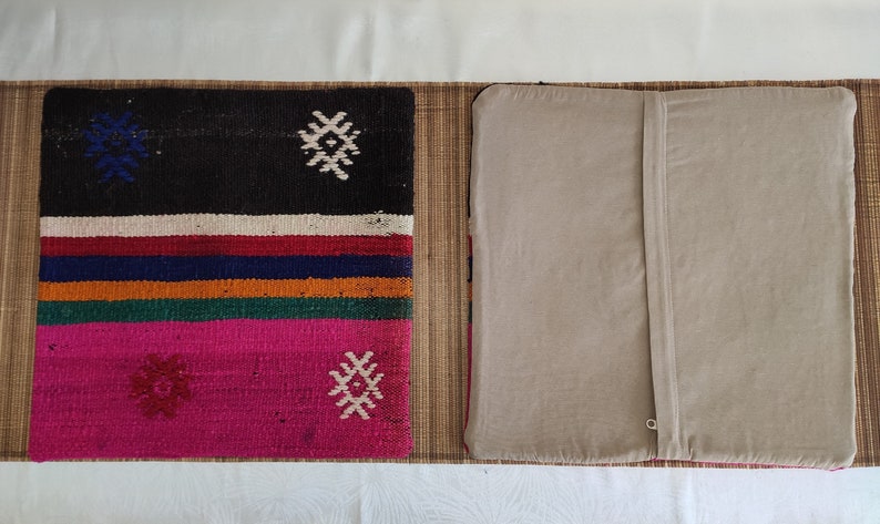 pr13 15.7x15.7 Twin Pillows,Turkish Pillow,Hand Made Pillow,Kilim Pillow,Accent Pillow,Cushion Rug Kilim,Pink Pillow,Decorative Pillow