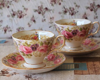 Vintage Royal Albert tea set Vintage cups set with open sugar bowl Royal Albert fragrance set for tea party 3 orphan cups and sugar bowl