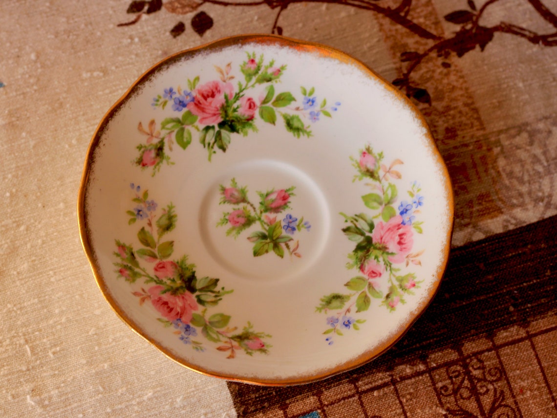 Roslyn Fine Bone China Moss Rose Tea Set / Vintage Tea Set / Roslyn Tea