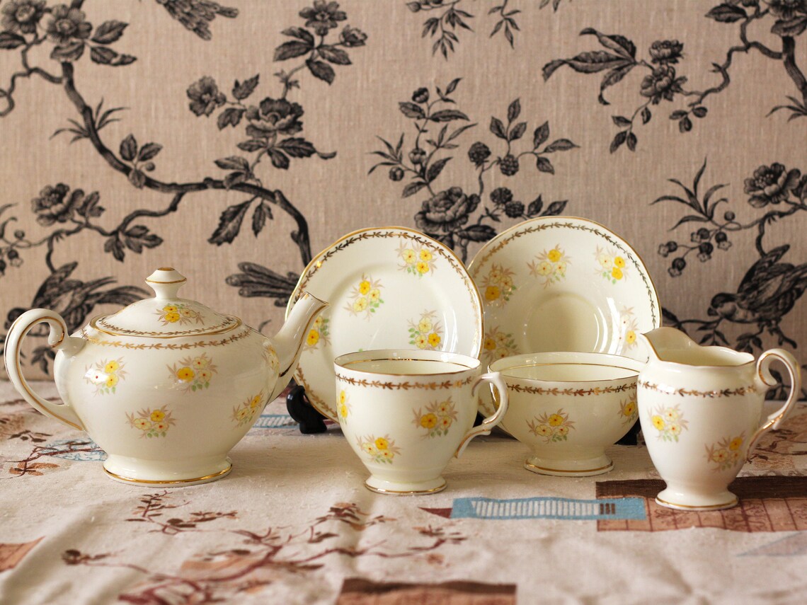 Salisbury Bone China 6 Piece Tea Set / Antique Tea Set / Salisbury Tea