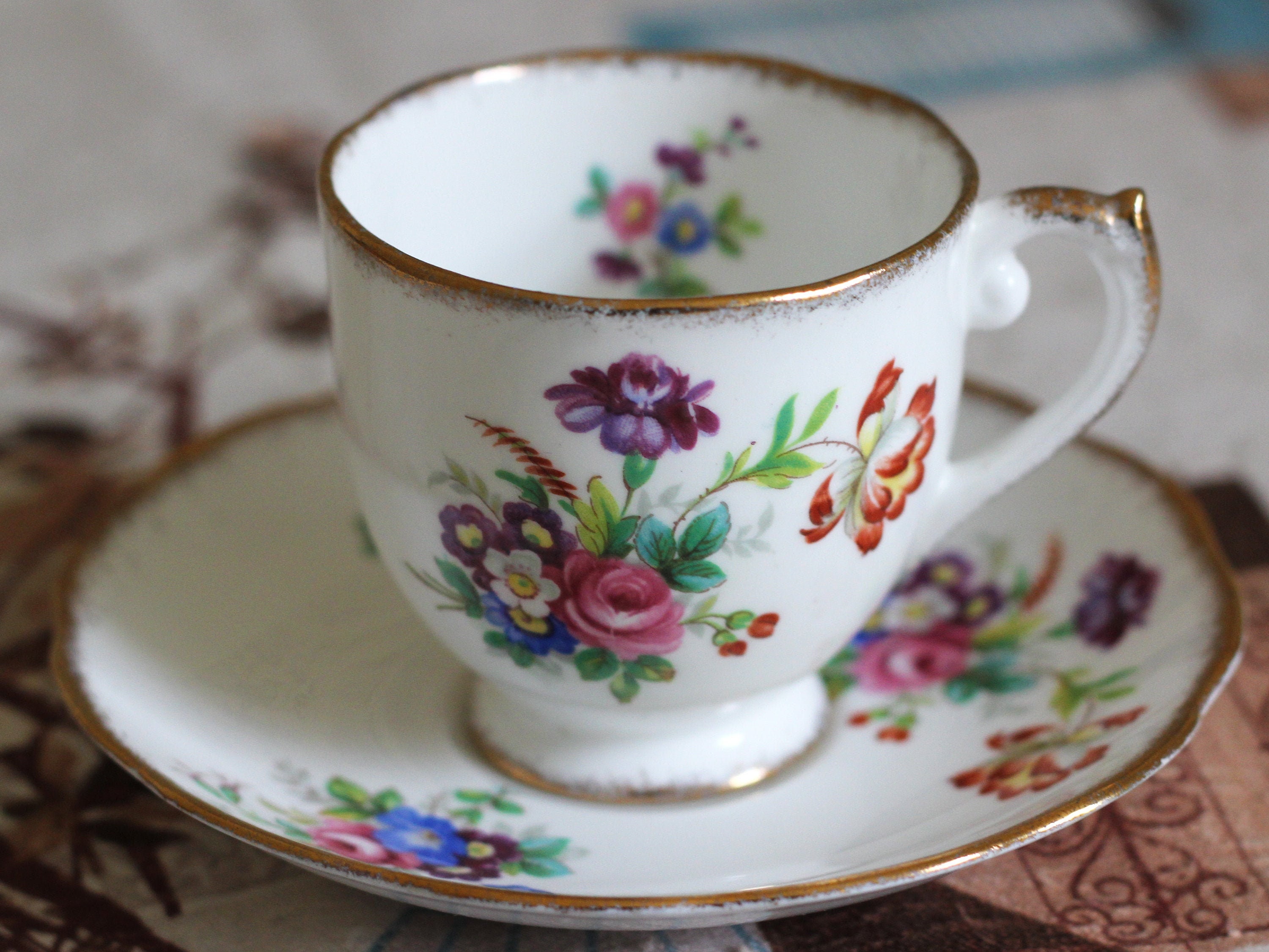 Roslyn Fine Bone China Tea Set / Vintage Tea Set / Roslyn Tea Etsy