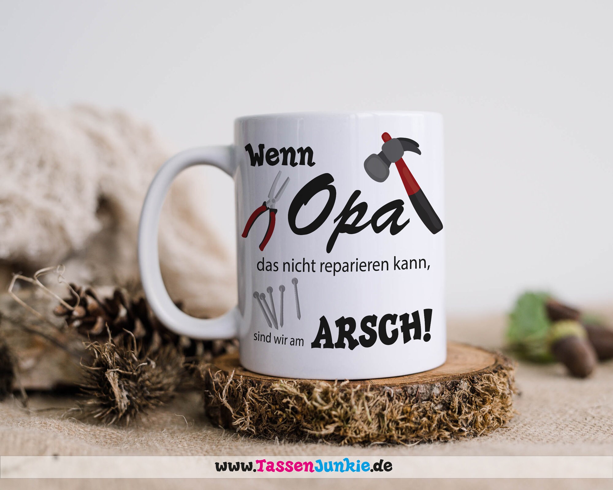 Baumwolltasche Mit Spruch 'Wenn Opa Es Nicht Reparieren Kann…' – 42x38 Cm, 100% Baumwolle, Langer Trageriemen