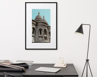 Paris Photography Matte Paper Framed Poster With Mat, The Basilica of Sacré Coeur de Montmartre, "The Sacred Heart of Paris", French