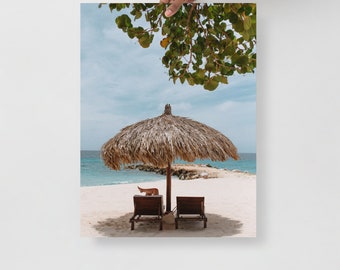 Beach Photography, Relaxing on the beaches of Curaçao poster, tropical wall art