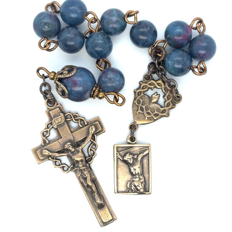 One Decade Ruby Crown of Thorns Rosary – Santisimo Christo, Ruby Kyanite Gemstone ...