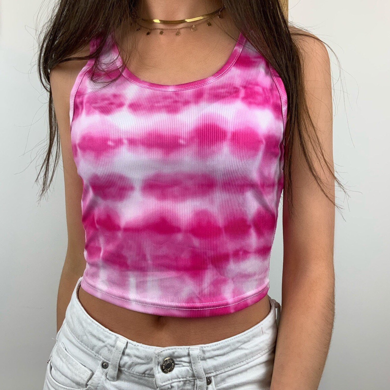 PINK tie dye crop cami tank top Etsy