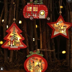 Set of 4 LED Christmas tree ornaments