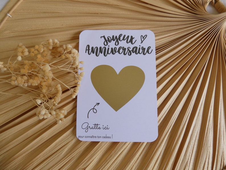 Carte d'anniversaire à gratter sans enveloppe