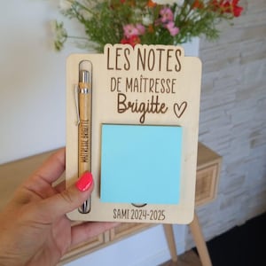 Support post-it personnalisé, bloc note -Bloc-notes personnalisé – Cadeau maîtresse, ATSEM ou nounou