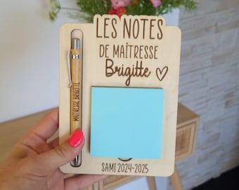 Personalized sticky note holder, notepad - Personalized notepad - Gift for teacher, teaching assistant or nanny