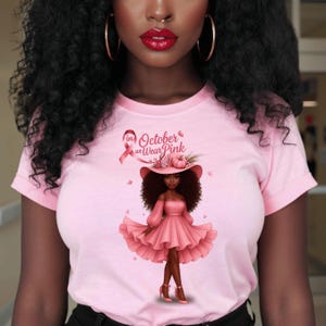 Pink Dress African American Woman Breast Cancer Awareness PNG (Digital Download