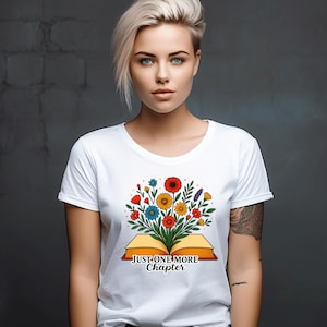 Just One More Chapter Floral Book Clipart – Printable PNG/or Book Lovers, T-Shirts, Mugs and Wall Art