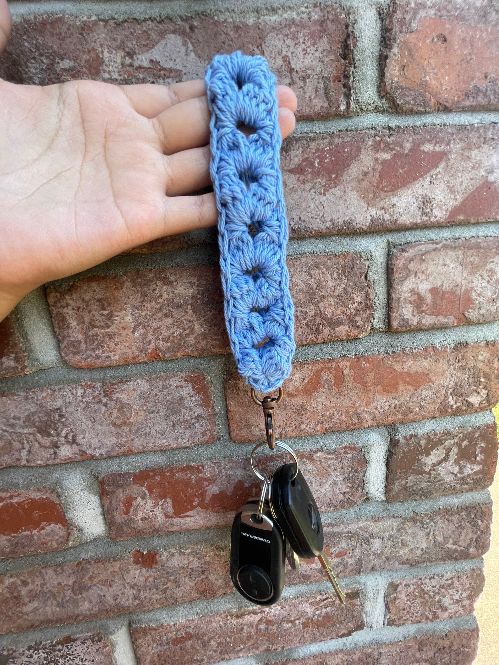 Crochet key fob wristlet Etsy