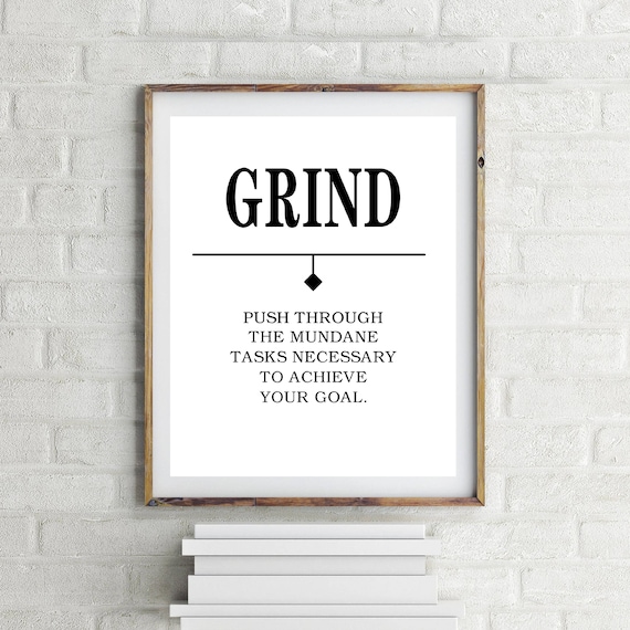 Grind Definition Poster Print Entrepreneur Office Wall Art Etsy