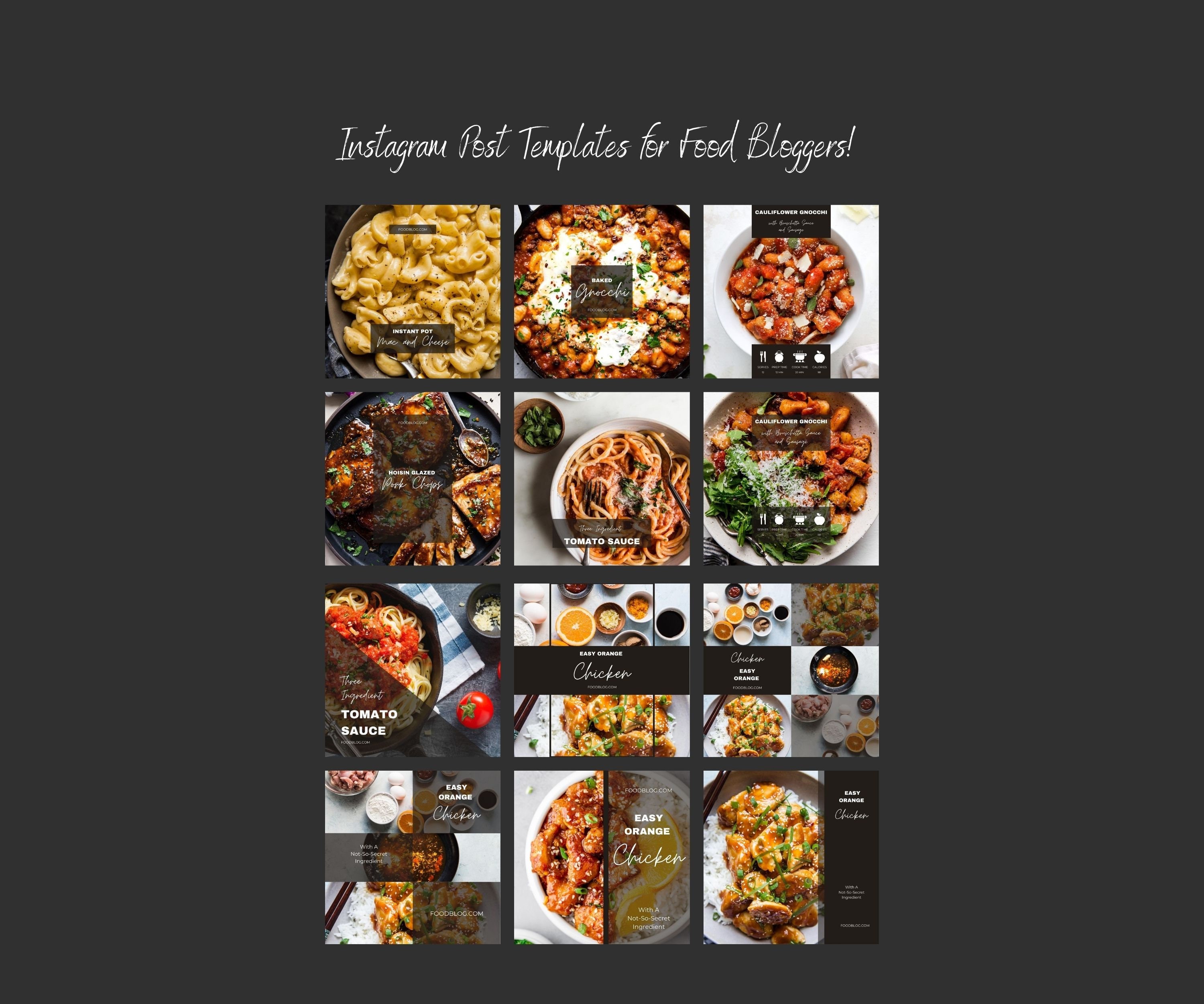 Food Blogger Instagram Post Templates for Canva | Food Blog Minimalist ...