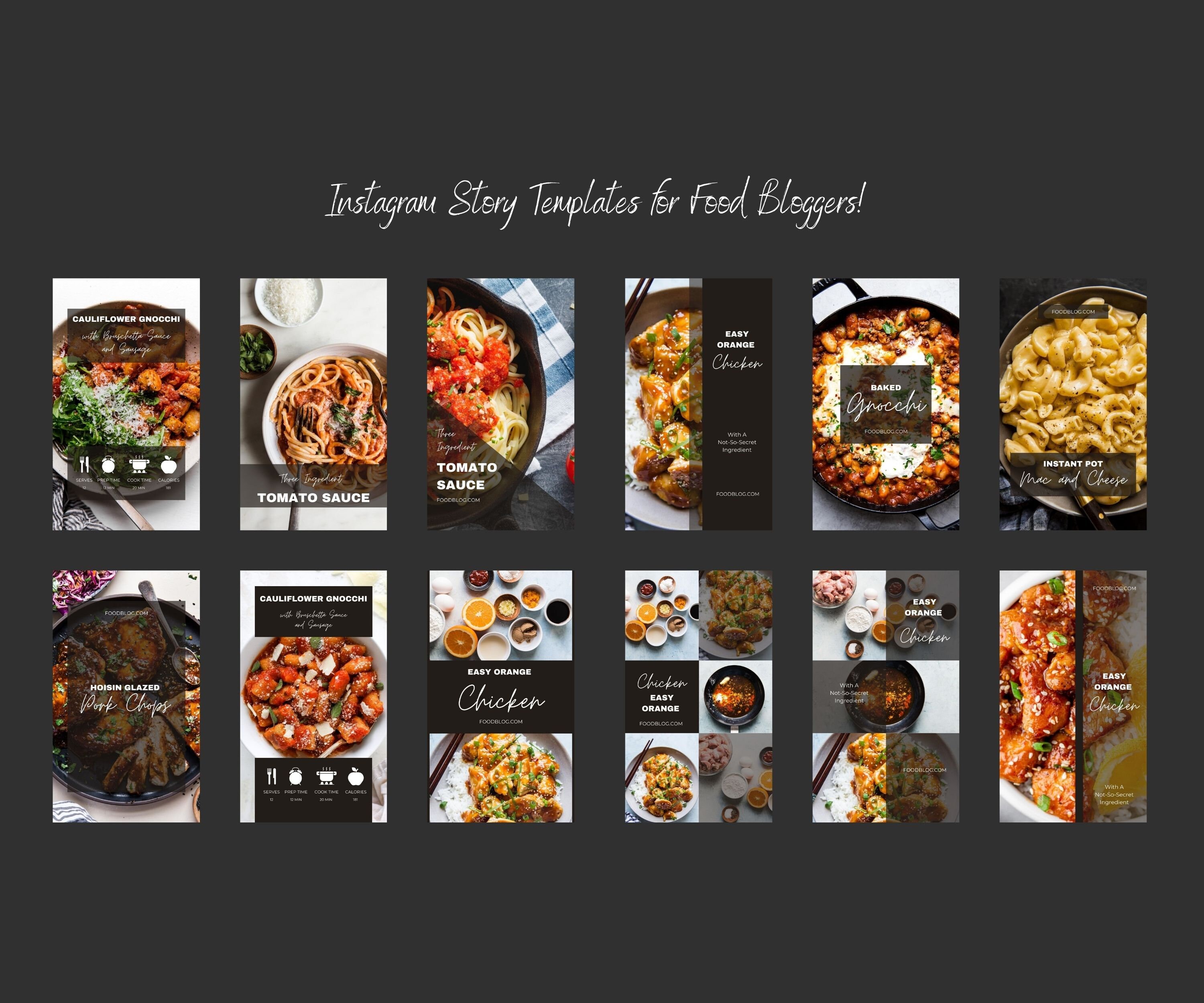 Food Blogger Instagram Story Templates for Canva Food Blog Minimalist ...