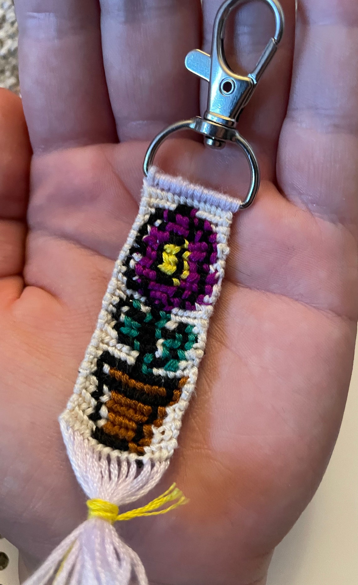 Alpha Flower Keychain With Offset Colors Etsy
