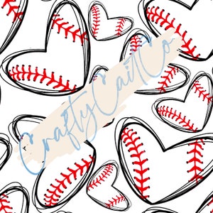 Baseball Hearts Seamless Pattern