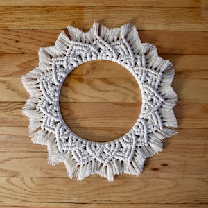 Macrame Mandala Sun Wreath Wall Hanging 14x14 or 18x18 inch Bohemian Sunflower Natural Home Decor Holiday Snowflake Wreath - FREE SHIPPING