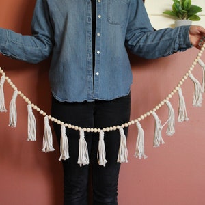 Tassel Garland Bunting Beaded Macrame Home Decor Nursery Office Bedroom Gift Decoration Party Handmade Natural Boho Chic Bohemian Farmhouse