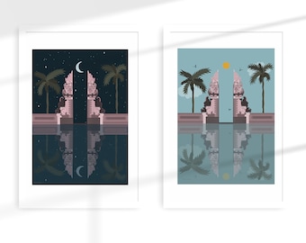 Gate of Heaven Bali Print Day Print / Night Print / A5 Set