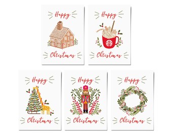 Christmas Cards / Festive Cards / Illustrated Christmas Cards / Individual, Pack of 5 and Pack of 10 Christmas Cards