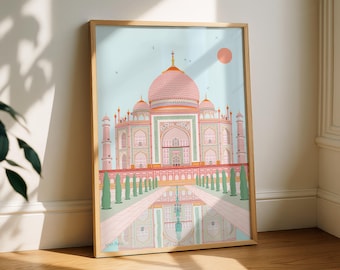Taj Mahal Print / India Illustration