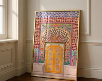 Lotus Gate Print / India Illustration / Jaipur Illustration