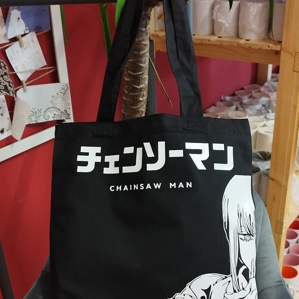 Shoulder Bag, Canvas Carrying Bag, Anime, Cotton Bag,Anime Gift,Shopper Bag,Eco-friendly Bag, Chainsaw man