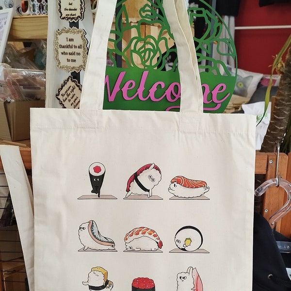Sushi-Einkaufstasche, Sushi-Canvas-Tasche, Geschenk für Sushi-Liebhaber, Canvas Carrying Bag,  Anime Gift, Shopper Bag, Eco-friendly Bag