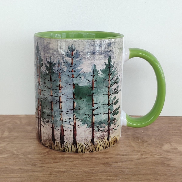 mug coffee mug-silent woods oil painting,nice gift,gift for friends