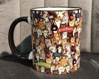 mug Tasse à café chaton mignon, tasse à café fête de chat, groupe de chatons, chats mignons, chat heureux