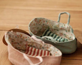 1:12 Dollhouse Miniature Flax Sleeping Basket, BJD OB11 Accessories
