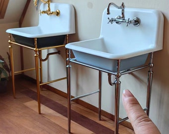 1:6 Dollhouse miniature mini simulation Retro Wash Basin/Faucet/Water Tap model/bjdob11blythe DIY Kitchen bathroom accessories