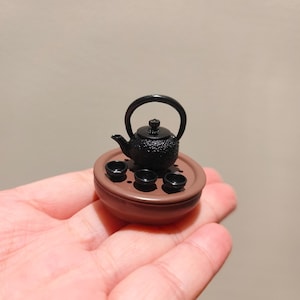 5pcs/set 1:12 Dollhouse miniature mini simulation Chinese style teapot tea tray set/bjdob11gsc dolls accessories/desktop model toy