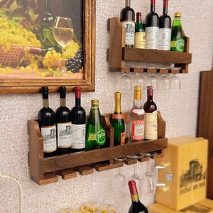 Dollhouse miniature mini simulation Red wine rack/Wine Cup/Wine set/Decorative Painting/Wine Cooler model/ob11gsc furniture accessories