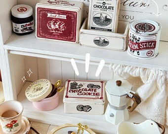 Dollhouse Miniature Food Tin, Mini Storage Box, Iron Model