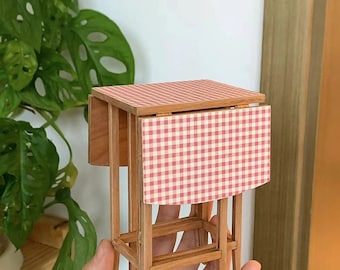 1:6 Dollhouse miniature mini simulation Retro folding square table/dining chair model/red cherry wood/bjdob11blythegsc furniture accessories