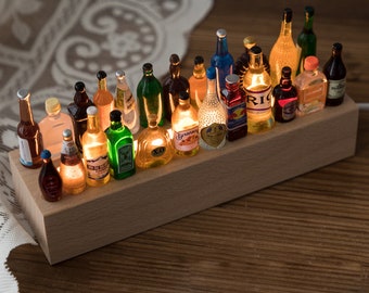 Handmade Miniature Wine Bottle Night Light: 30pc Dollhouse Retro Decor