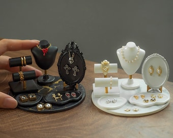 6pcs/set 1:6 Dollhouse miniature mini simulation Jewelry Display Set model/bjdob11blythe jewelry rack accessories/desktop model toy