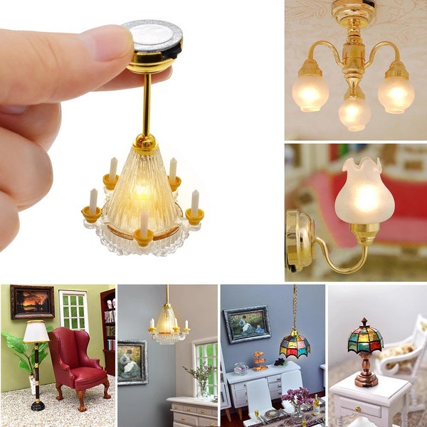 1:6 Dollhouse miniature mini simulation LED wall lamp,chandelier,1/12 table lamp model/bjdob11blythe gsc dolls home decoration accessories