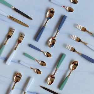 8pcs/set 1:6 scale Dollhouse miniature mini simulation tableware knife fork spoon model/bjdob11blythe  kitchen accessories/desktop model toy