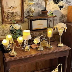 Dollhouse Miniature LED Lamp: 1/6, 1/12 Scale Alloy Model