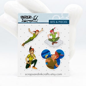 PETER PAN #2 Set mit 4 Acrylverzierungen für Disney-Themen Basteln, Sammelalben, Karten, Haarschmuck, Geschenke/Inneneinrichtung - 41130