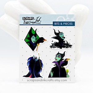 MALEFICENT # 1 Set mit 4 Acrylverzierungen für Disney-Themen Basteln, Sammelalben, Karten, Haarschmuck, Geschenke/Inneneinrichtung - 41150