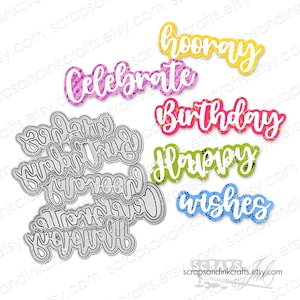 10 Metall-Stanzformen GEBURTSTAG WORTE - 21506