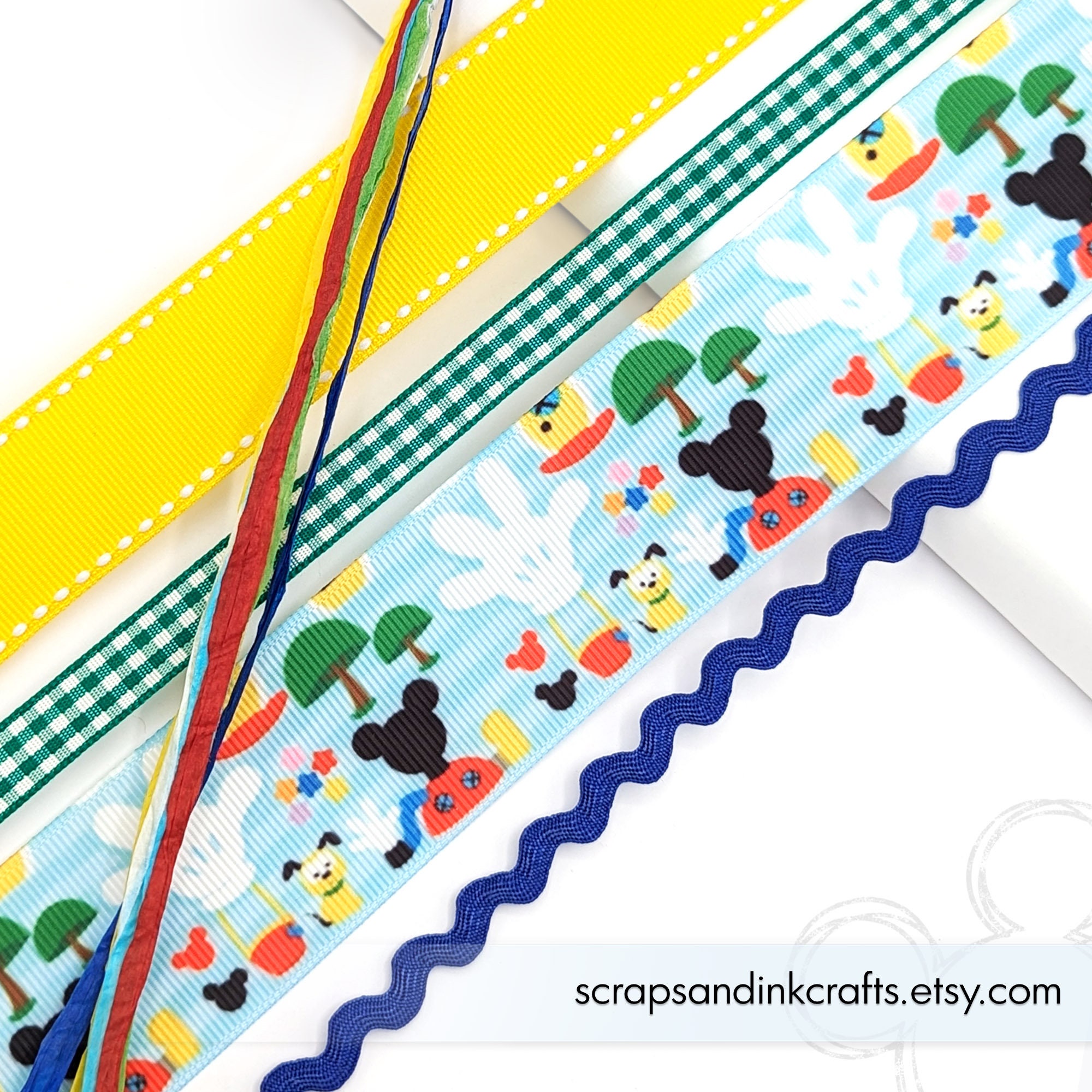 MICKEY'S CLUBHOUSE Set of 5 Coordinating Ribbons & Trim for Disney ...